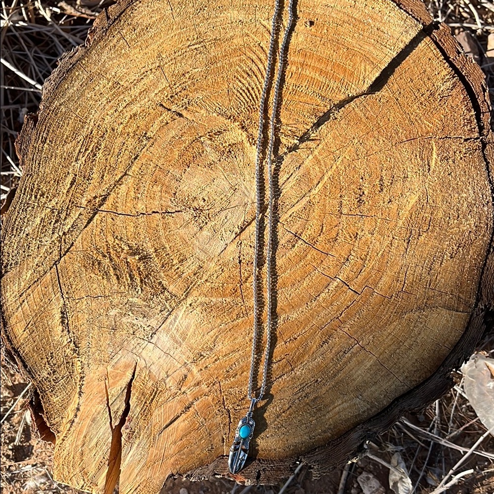Silver Necklace with Blue Pendant